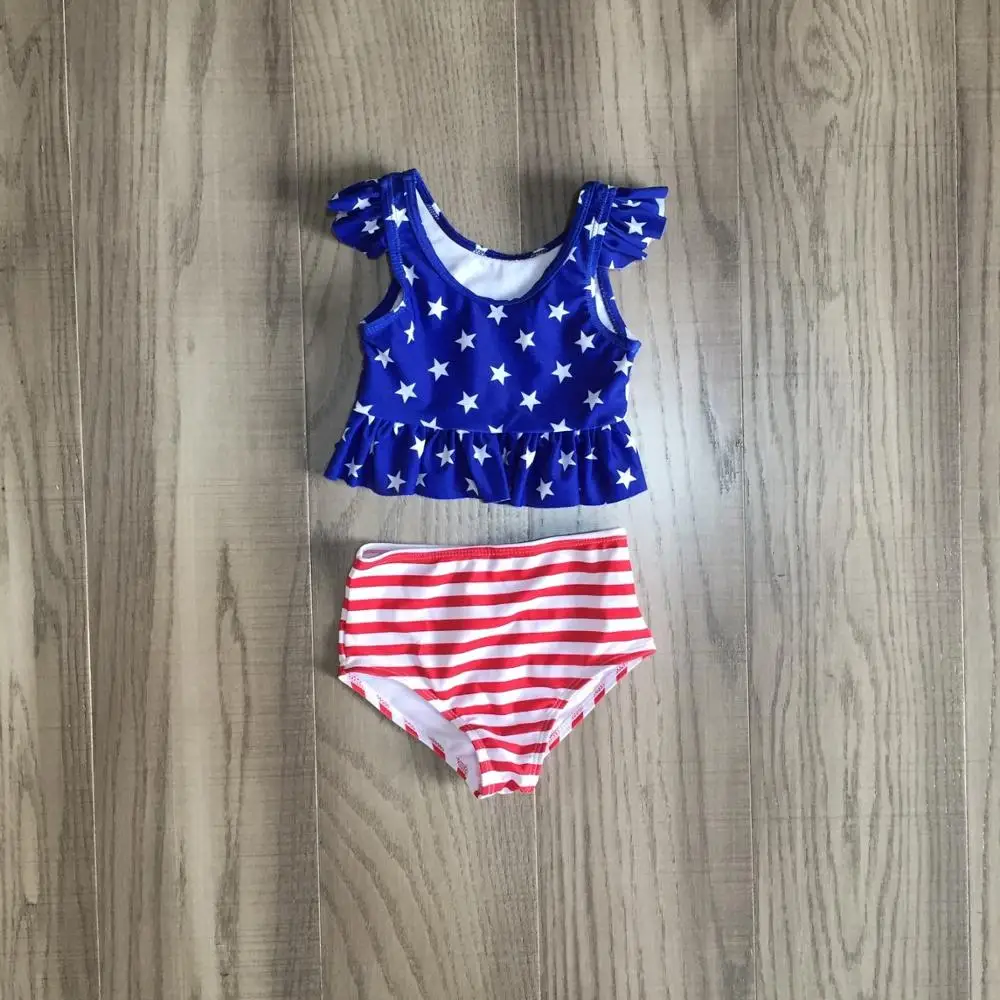 Комплект для маленьких девочек 4 июля королевская красная звезда полосатый