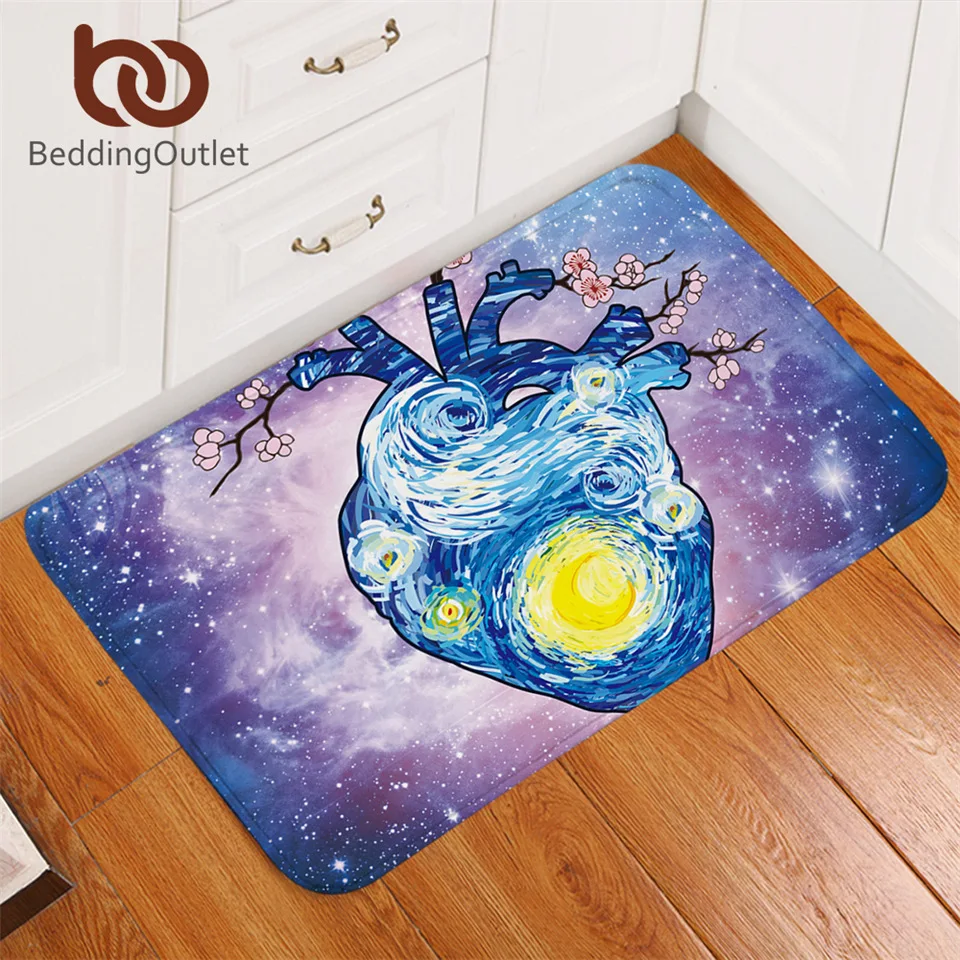BeddingOutlet Коврик для пола в форме сердца акварель искусство звездное небо спальни