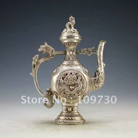 chinese vintage handwork silver copper dragon tea pot c1017