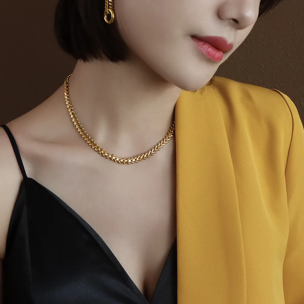 

Hot Sell 316L Stainless Steel Gold Plated Necklace Bracelet for Women Lady Classic Fashion Jewelry Set