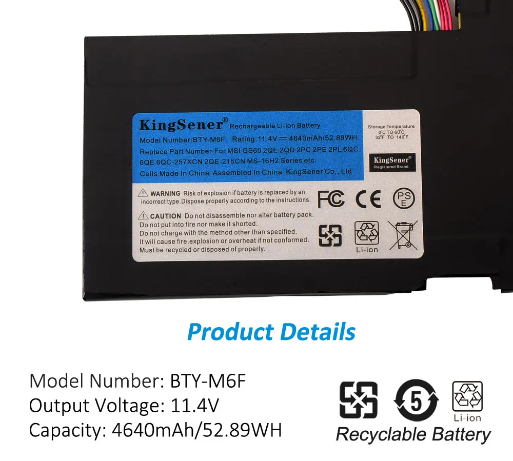 Новый аккумулятор KingSener для ноутбука MSI GS60 BTY M6F 2PL 6QE 2QE 2PE 2QC 2QD 6QC 257XCN Series 11 4 V