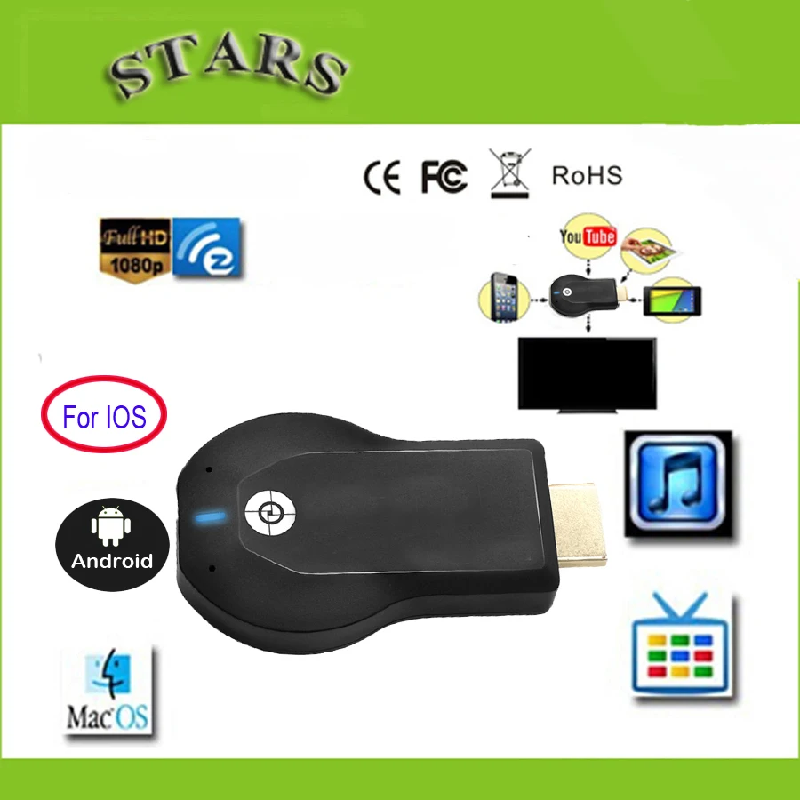 Флешка с ТВ-приставкой Anycast M2 Ezcast 128 м Miracast Any Cast беспроводной DLNA AirPlay дублирование