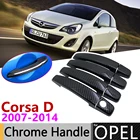 Черная накладка на дверную ручку из углеродного волокна для Opel Corsa D 2007  2014 Vauxhall 2008 2009 2010 2011 2012 2013 автомобильные аксессуары, набор хромированных стикеров