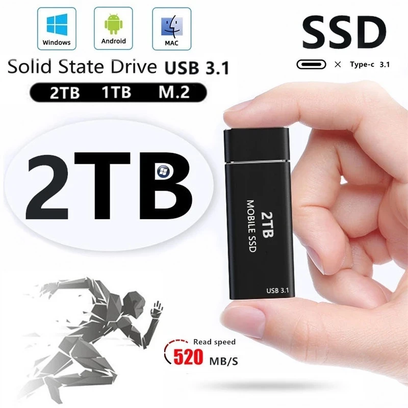 

Original High Speed SSD External Hard Drive SSD 2TB 1TB 500G TYPE-C Mobile External Solid State Drives for Laptops desktop