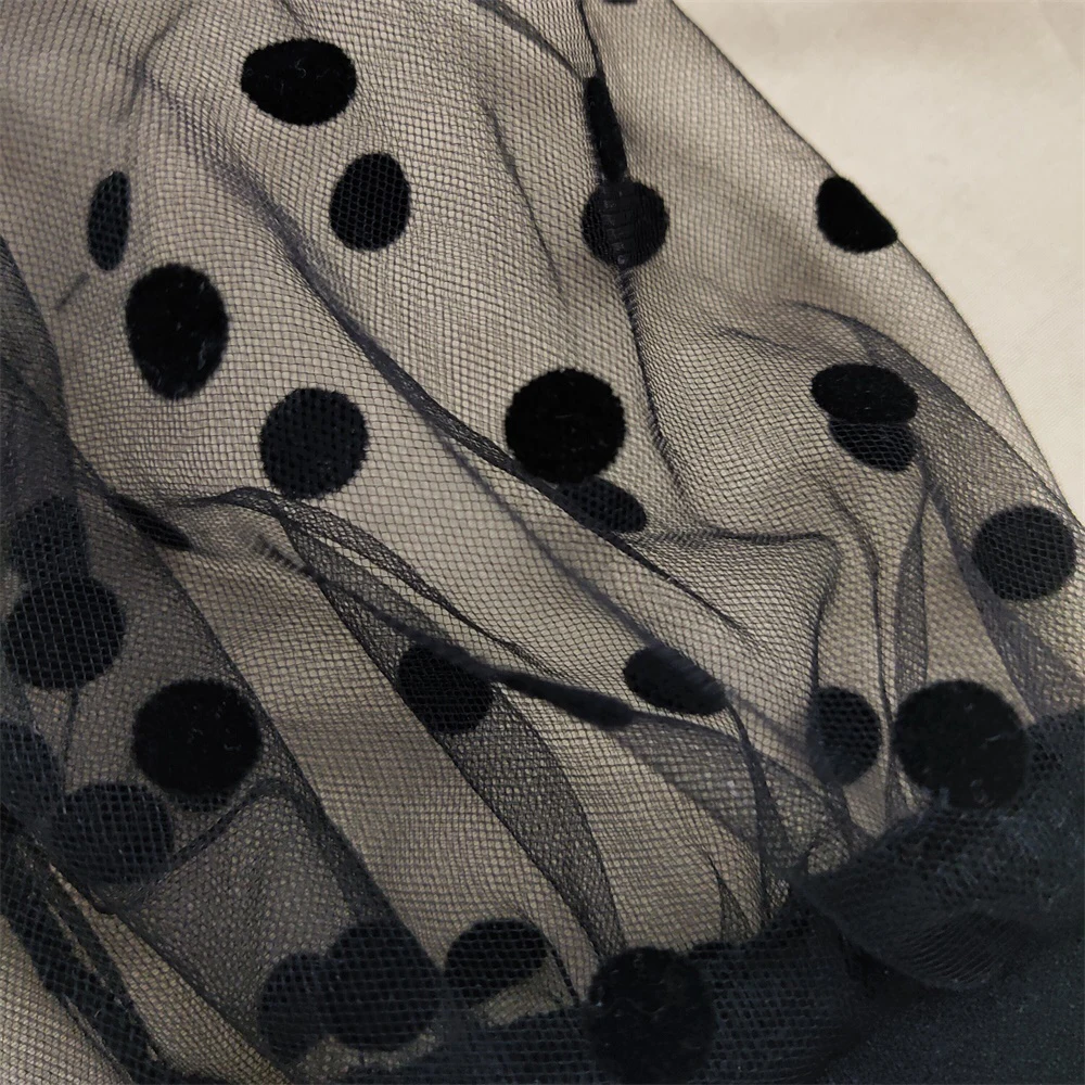 

Full Sleeve Black Polka Dot Tight Slim See Through African Women Dress Casual Plus Size Fashion Bodycon Office Ladies Dress