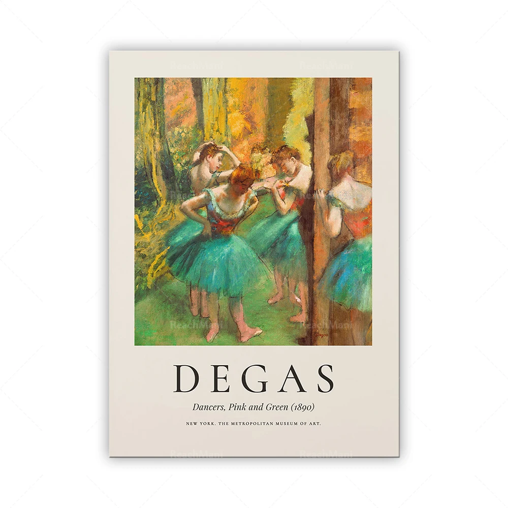 Эдгар Дега плакат танцоров розового и зеленого цветов Откачивание газа выставки