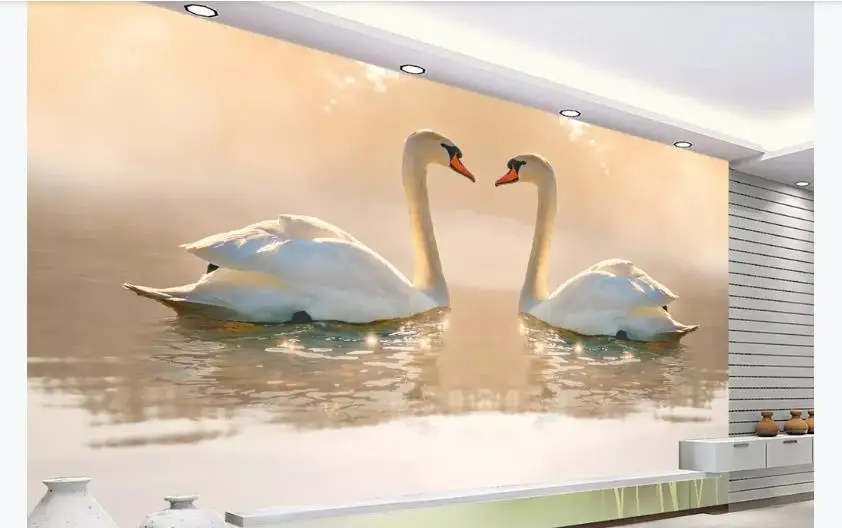 Домашний декор HD настенные фрески Романтический белый лебедь фото обои Спальня 3d