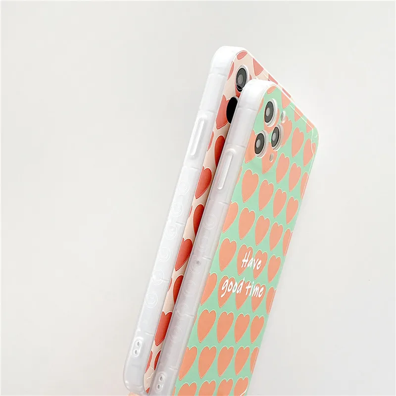 

Love Heart Phone Case For iPhone 12 11 Pro Max 7 8 Plus SE 2020 X XR XS Max Matte Letter Anti-fall Soft silicon Cover Capa