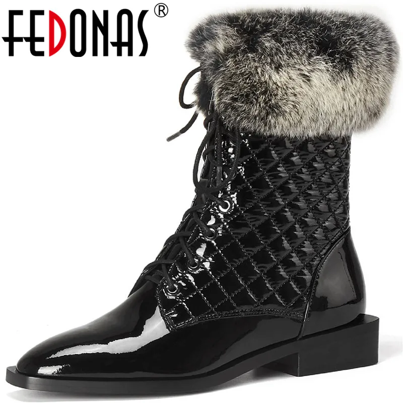 

FEDONAS New 2021 Round Toe Shoes Woman Heels Winter Cross Tied Low Heels Snow Boots Sexy Female Heels Party Women Ankle Boots