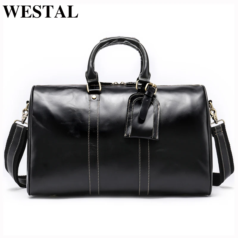 Мужская Дорожная сумка WESTAL из натуральной кожи спортивный чемодан для багажа