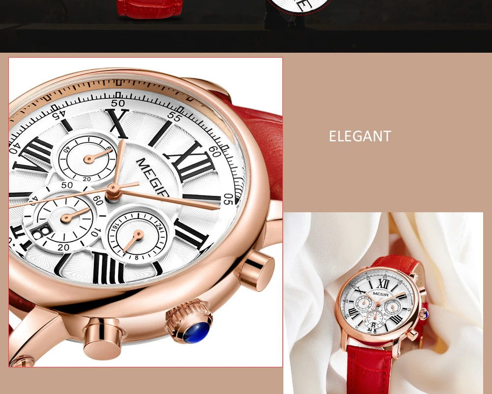 MEGIR Fashion Women Watches Top Brand Luxury Ladies Quartz Watch Chronograph 24 hours Date Clock Relogio Feminino Sport Watch