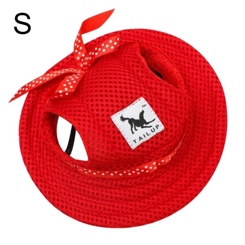 

Pet Dog Sun Protective Hat Breathable Net Cloth Puppy Fashion Bow Ribbon Cute Comfortable Cap Outdoor Hiking Accessories