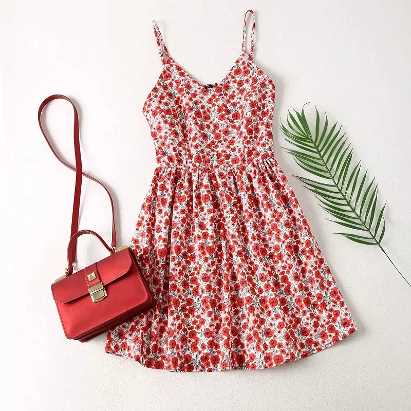 Женское мини-платье на бретелях BBWM винтажное сексуальное платье с цветочным