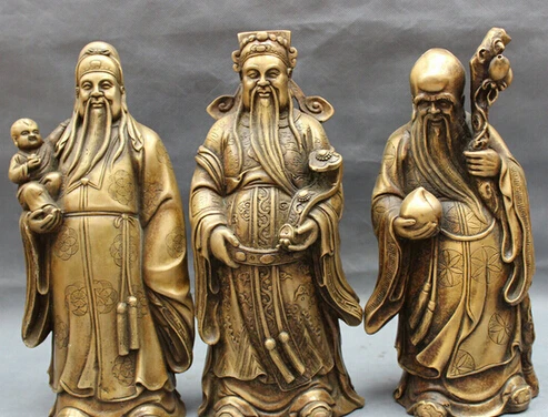 Бесплатная доставка 12 дюймов стандартная буддистская статуя для богатства Fu Lu Shou