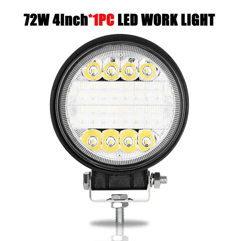 1PC 72W Work Light 1-4 шт. 72 Вт 4x4 Светодиодный светильник для 12 В автомобиля внедорожник ATV Лодка Трактор автомобильный светильник внедорожный светодиодный светильник автомобильный светильник s комбинированный рабочий светильник - Цвет: 1PC 72W Work Light