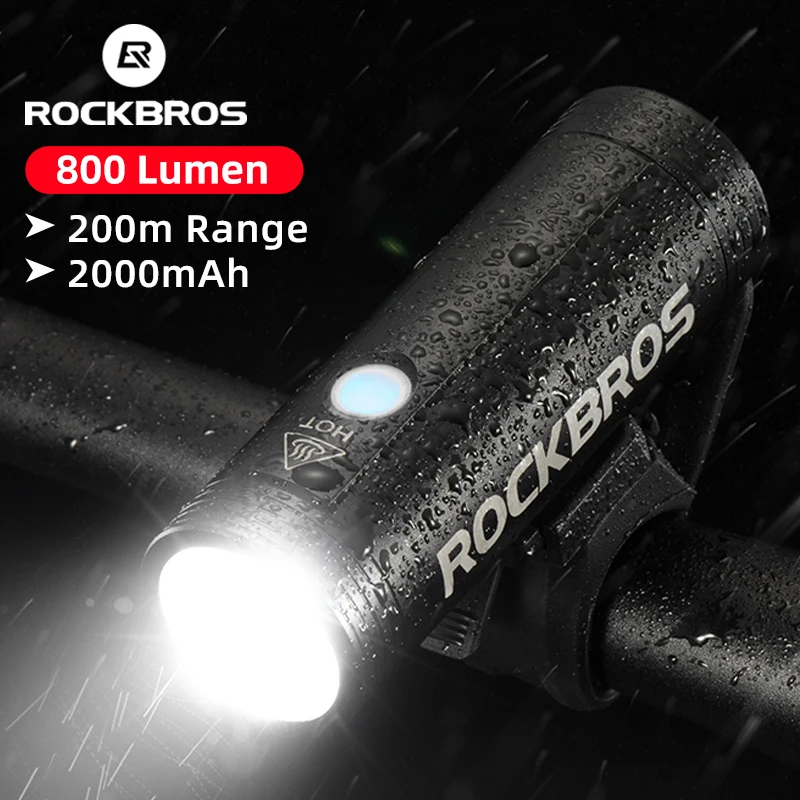 

ROCKBROS Bike Front Light Rainproof Rechargeable MTB Bicycle 400LM 800LM Cycling Headlight LED 2000mAh Flashlight