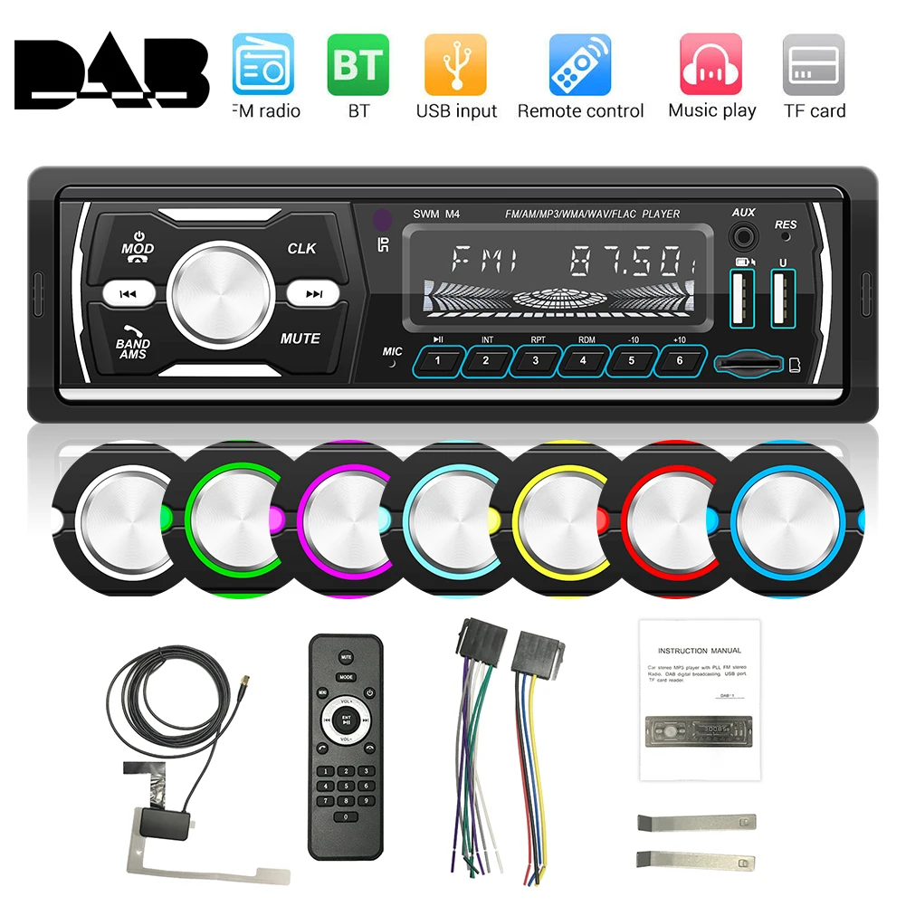 Фото Автомагнитола M4 1 Din Bluetooth стерео Автомобильный Мультимедийный MP3 плеер USB AUX FM AM RDS
