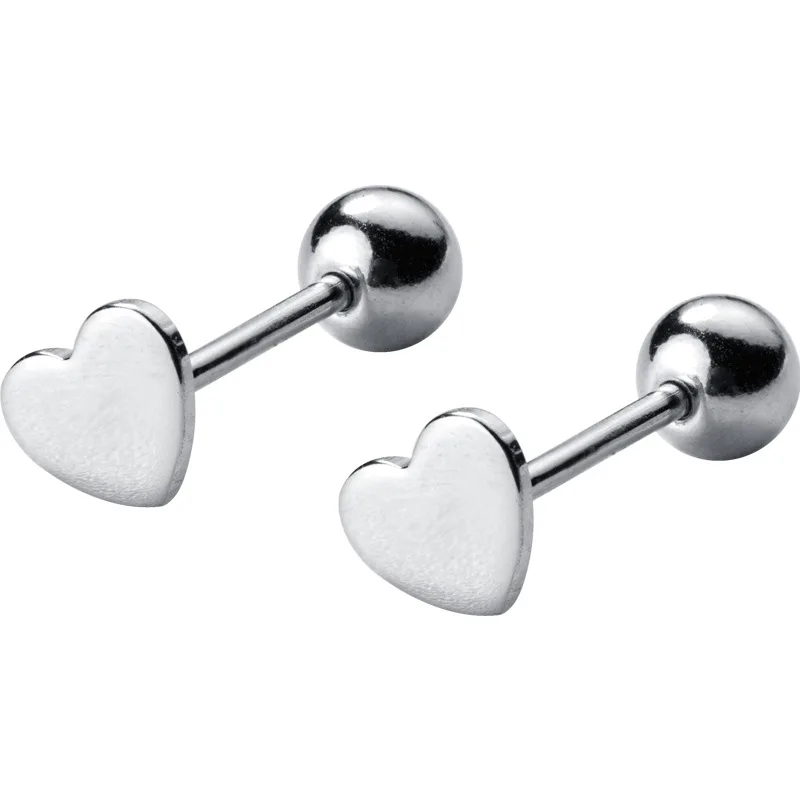 

100% Real 925 Sterling Silver Cute Heart Shape Spiral Piercing Stud Earrings Fashion Jewelry For Women Girls Birthday Party Gift