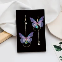 asymmetric butterfly earrings long circle tassel pearl zircon earrings earrings