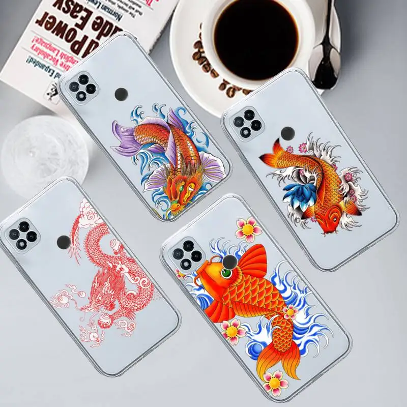 

Chinese Dragon carp art Phone Case Transparent for Xiaomi redmi note 5 7 8 9 10 11 t S A lite pro high quality funda