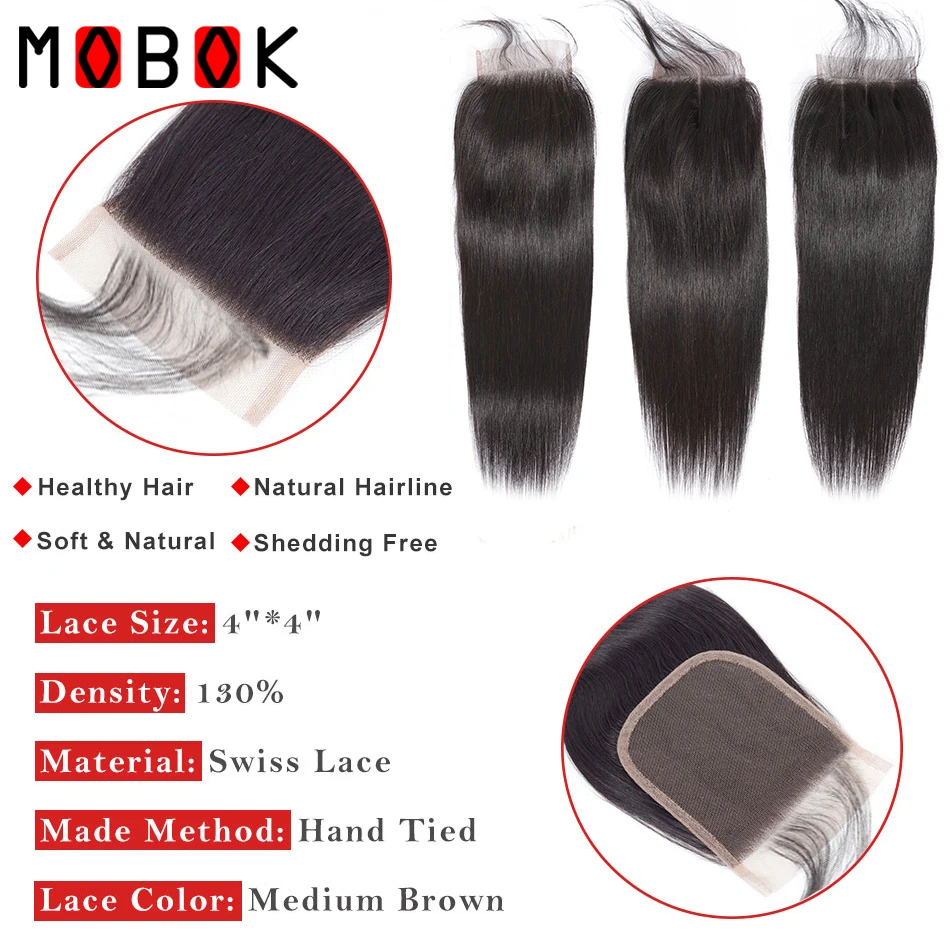 Бразильские человеческие волосы moboo предварительно окрашенные 613 блонд прямые 4*4