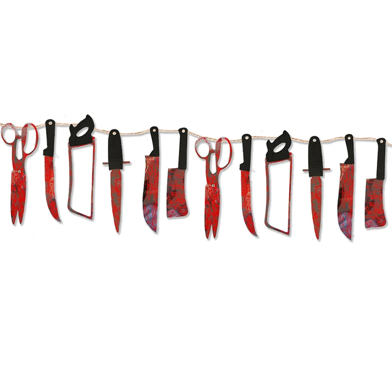Бумажные баннеры для Хэллоуина окровавленные ножи отрезанные руки