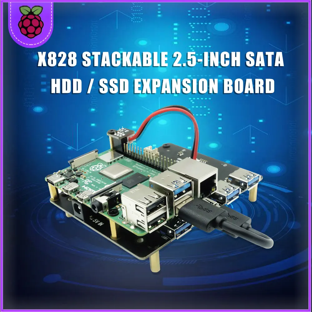 Raspberry Pi SATA адаптер стекируемые X828 USB3.0 2 5 &quotжесткого диска HDD/SSD кластера Плата