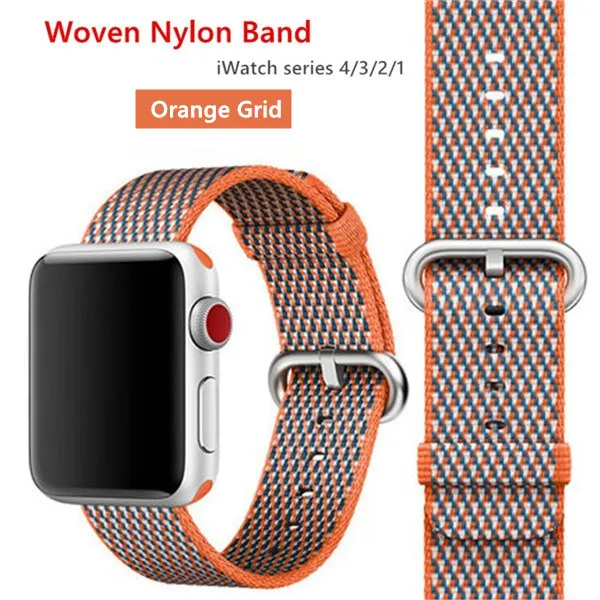 orange grid Нейлоновый ремешок для apple watch band 42 мм 38 мм iWatch 4 Band 44 мм 40 мм браслет ремень Спортивная петля ремешок для apple watch 4 3 2 1 - Цвет ремешка: orange grid