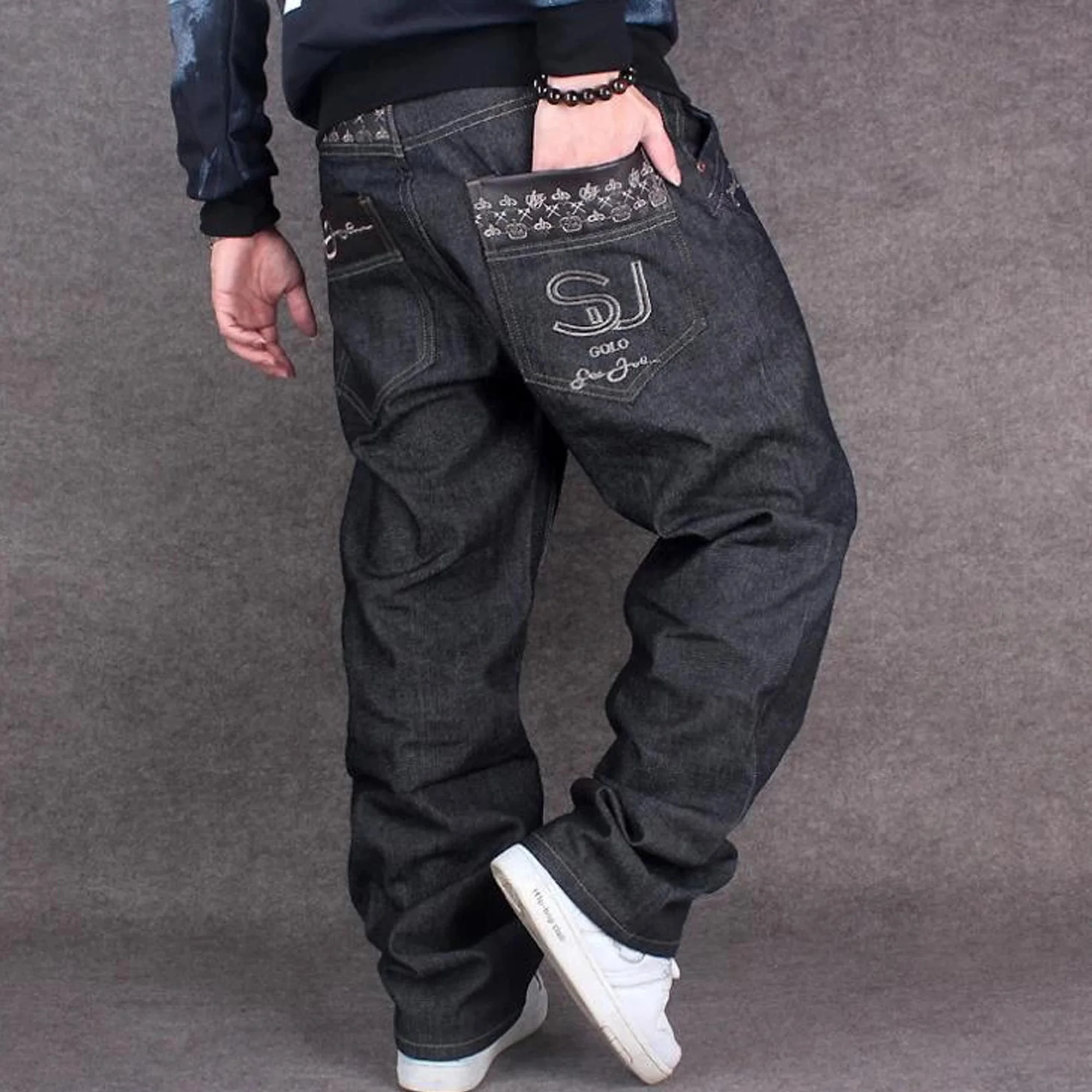 Модные тенденции джинсы 2019New мужские свободные для отдыха большой размер 42-44 в