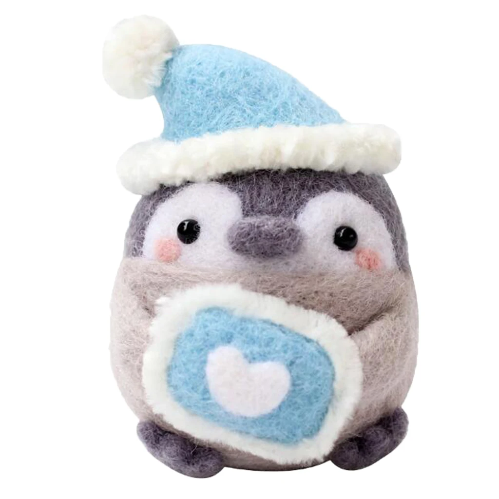 Lovely Penguin Needle Felting Kit 4 Needles Pure 66s 100% Wool Fiber Foam Mat Doll Making Compact Supplies Set | Дом и сад