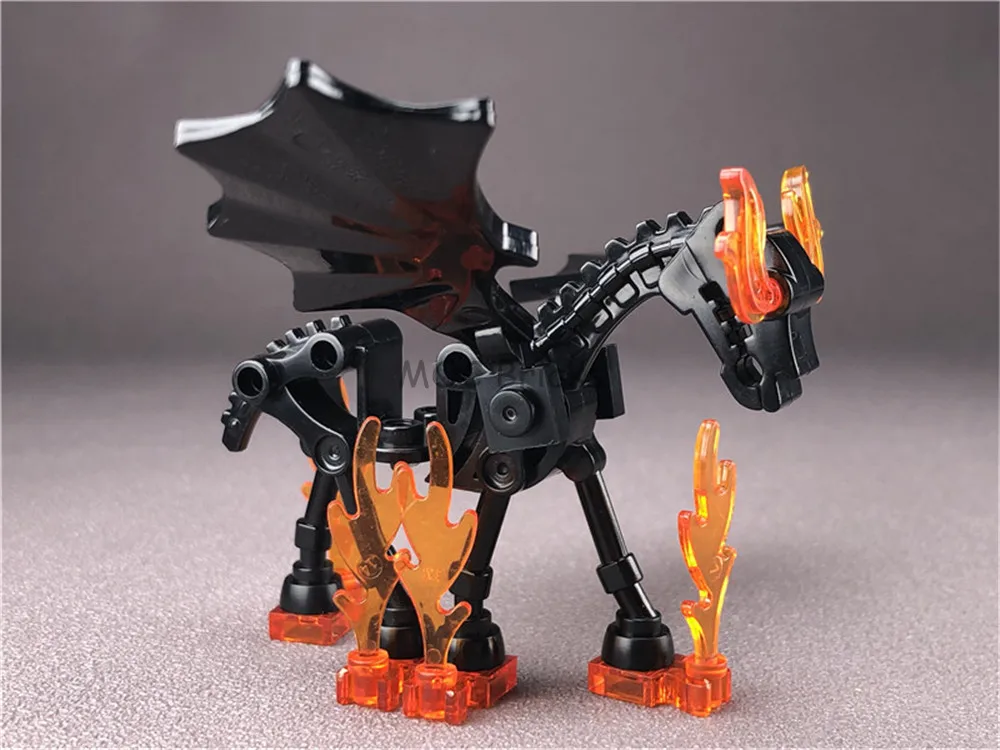 2 компл./лот кубики MOC лошадь пламя льда крылья оружие воин животных аксессуары