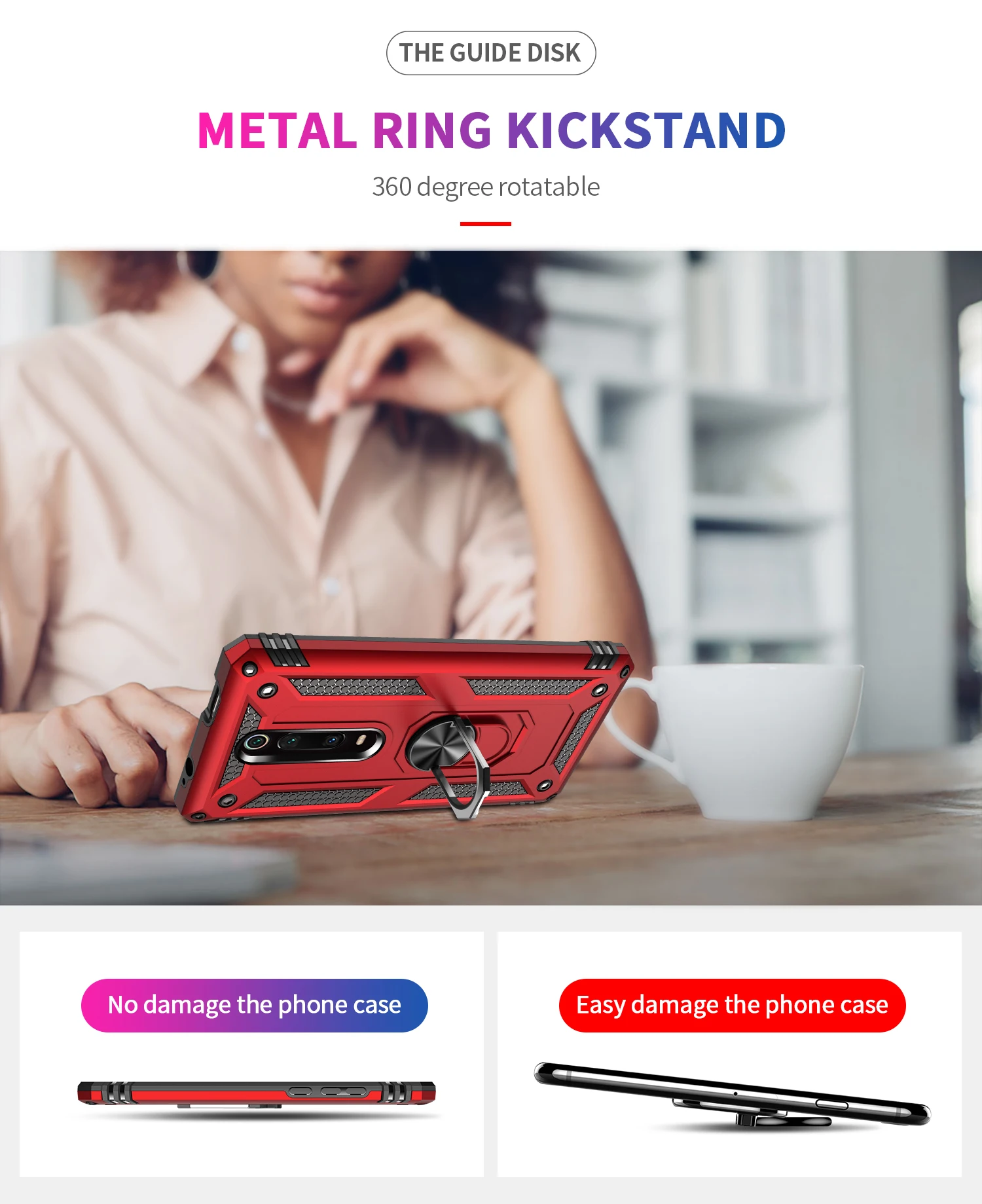 Luxury Anti Fall Phone Case For Xiaomi Redmi NOTE 8T 7 8 10 PRO 2021 LITE With Ring Stand  Armor Shockproof PC Protect Cover