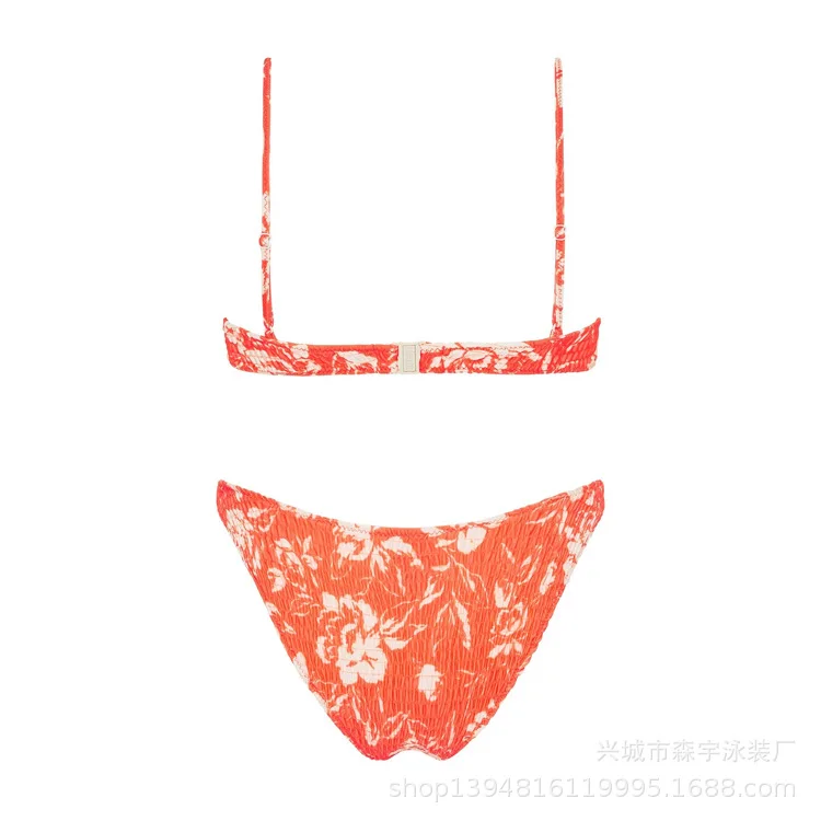 

Tube Top Pleated Popular 11-Color Ins Triangle Double-Sided Swimsuit Smocking New Bikini bathing suits woman 2020