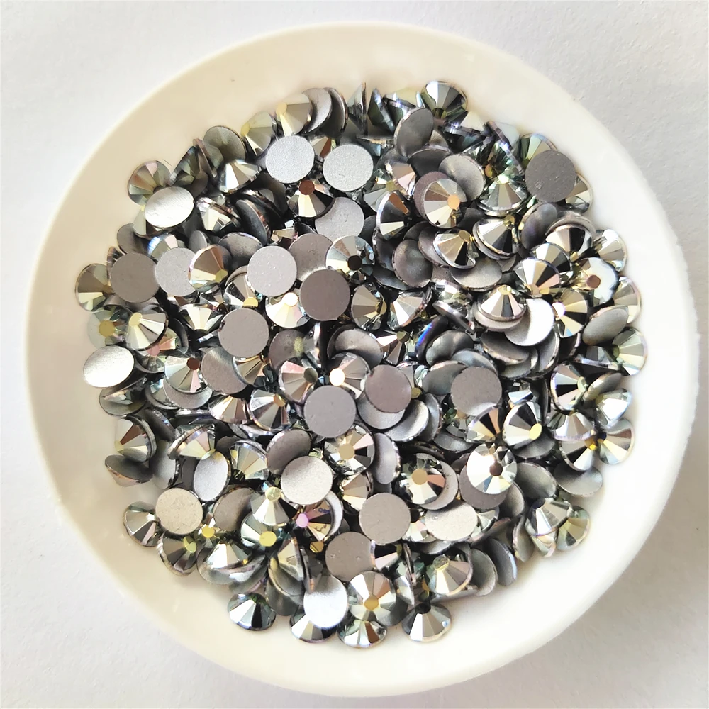 Супер яркий Кристалл Зеленого и серебряного цвета не горячая фиксация Клей На