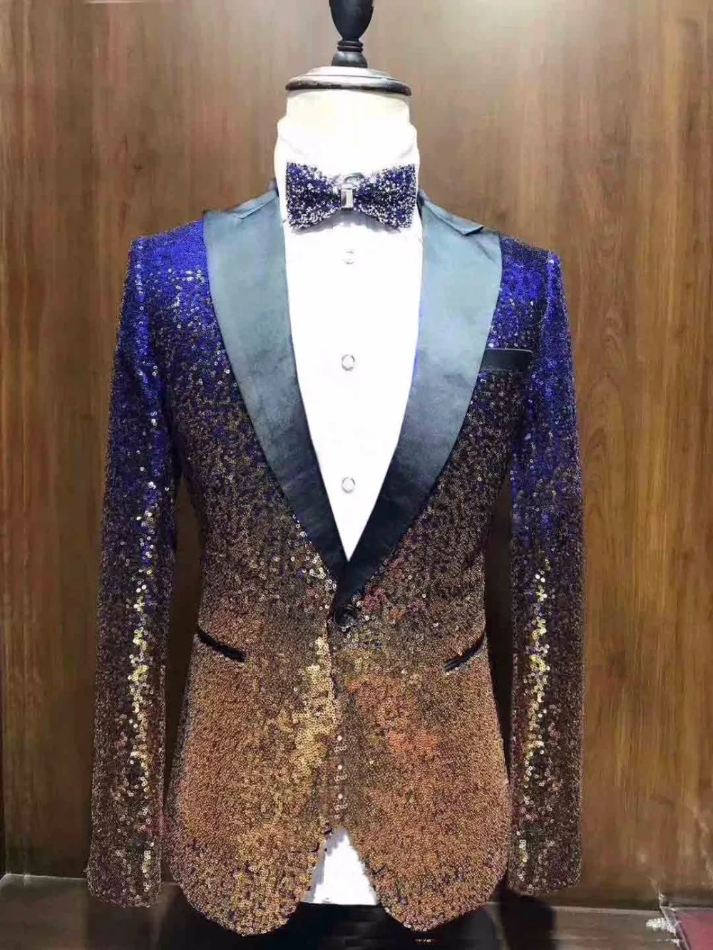 1 шт. Блестящий Мужской Блейзер костюм Slim Fit пиковая Нотч лацкан смокинг для вечеринка, Свадебный банкет ночной клуб блейзер
