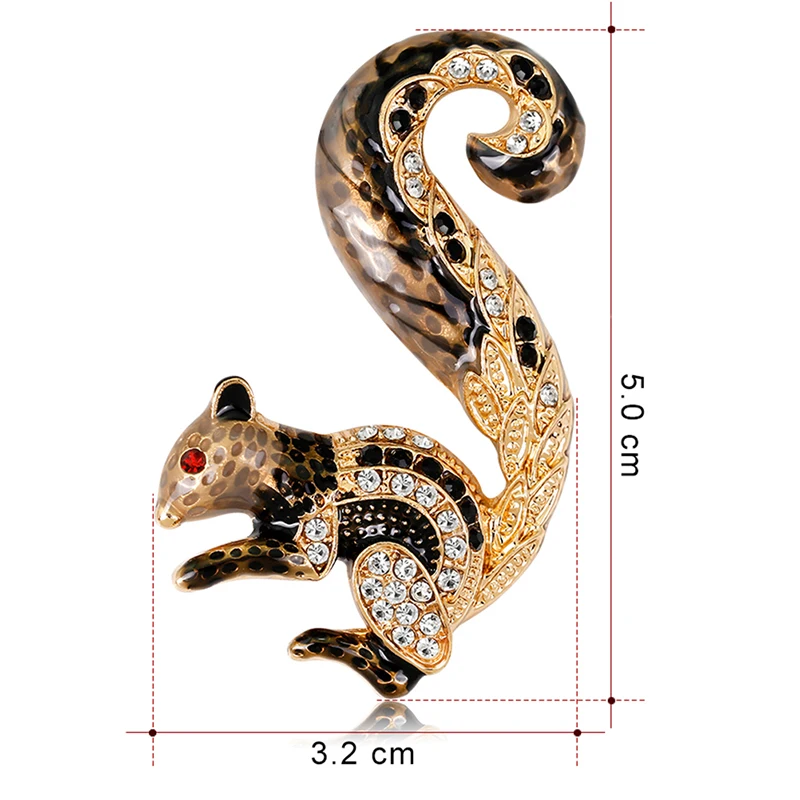 Женская Брошь на булавке Милая брошь в форме белки с кристаллами Имитация