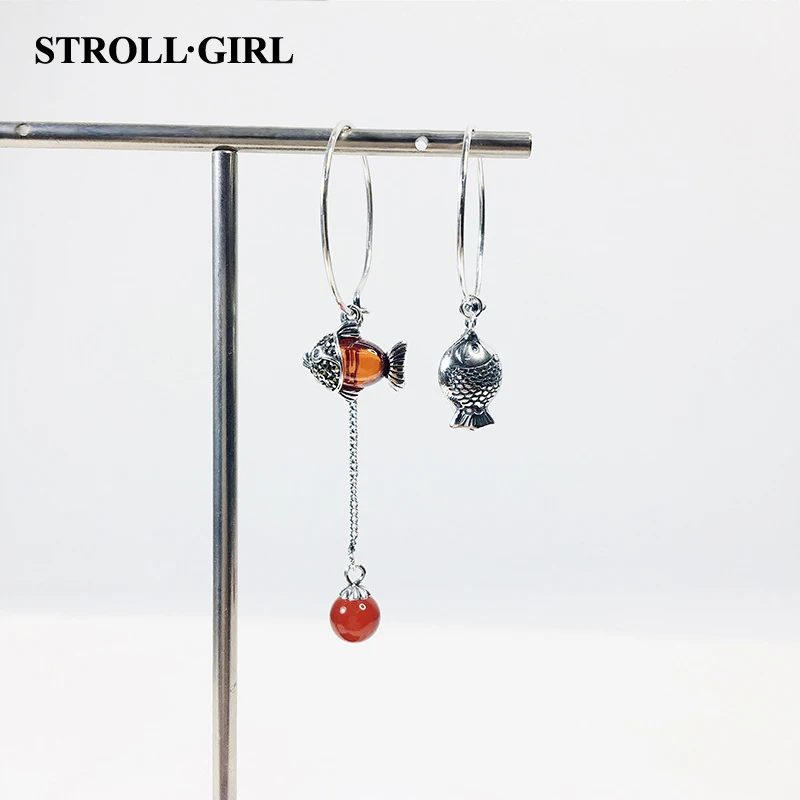 Лидер продаж 2019 Винтажные серьги StrollGirl из серебра 925 пробы с красными камнями