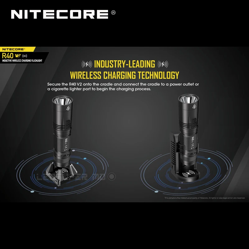 Улучшенный светодиодный Индуктивный беспроводной зарядный фонарик NITECORE R40 V2 1200