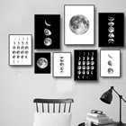 Настенное искусство Луна черно-белая Реалистичная пейзаж Картина домашний Декор постер печать Скандинавская Картина на холсте гостиная Bedoom