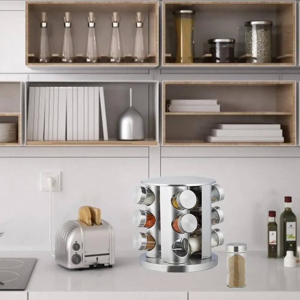 Кухонная стойка для приправ 12 ароматов набор вращающихся стеклянных бутылок из