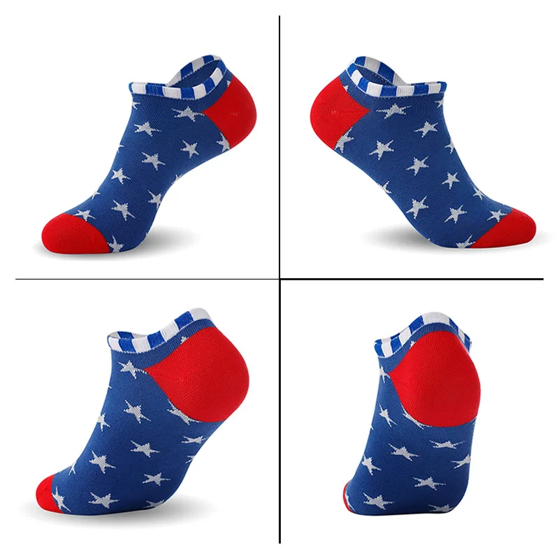 Мужские носки без показа хлопковые со звездами и полосками 6 пар/лот (EU 39 46) (US 7 0 12 0)