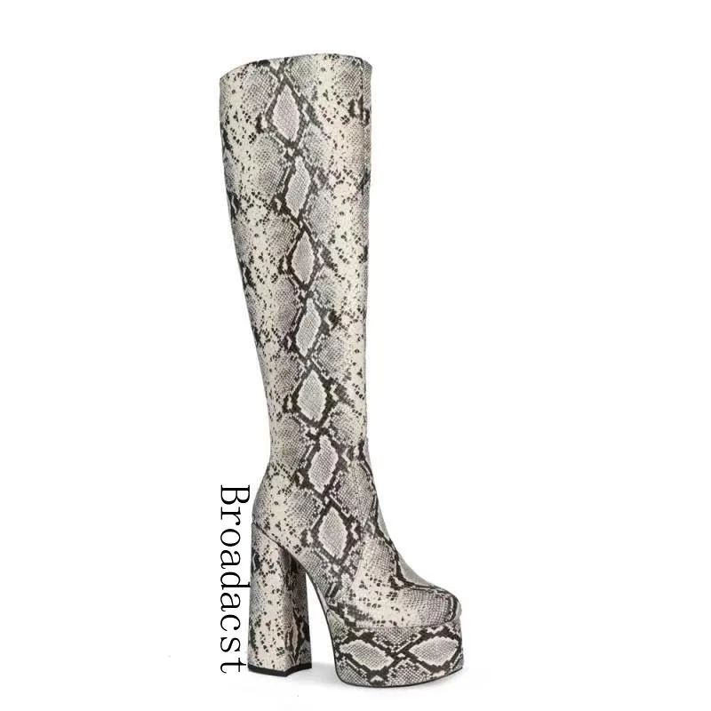 Broadcast Autumn And Winter Womens 2021 New Fashion Sexy Waterproof
Platform High-heeled thick-heeled knee-length Womens Boots
