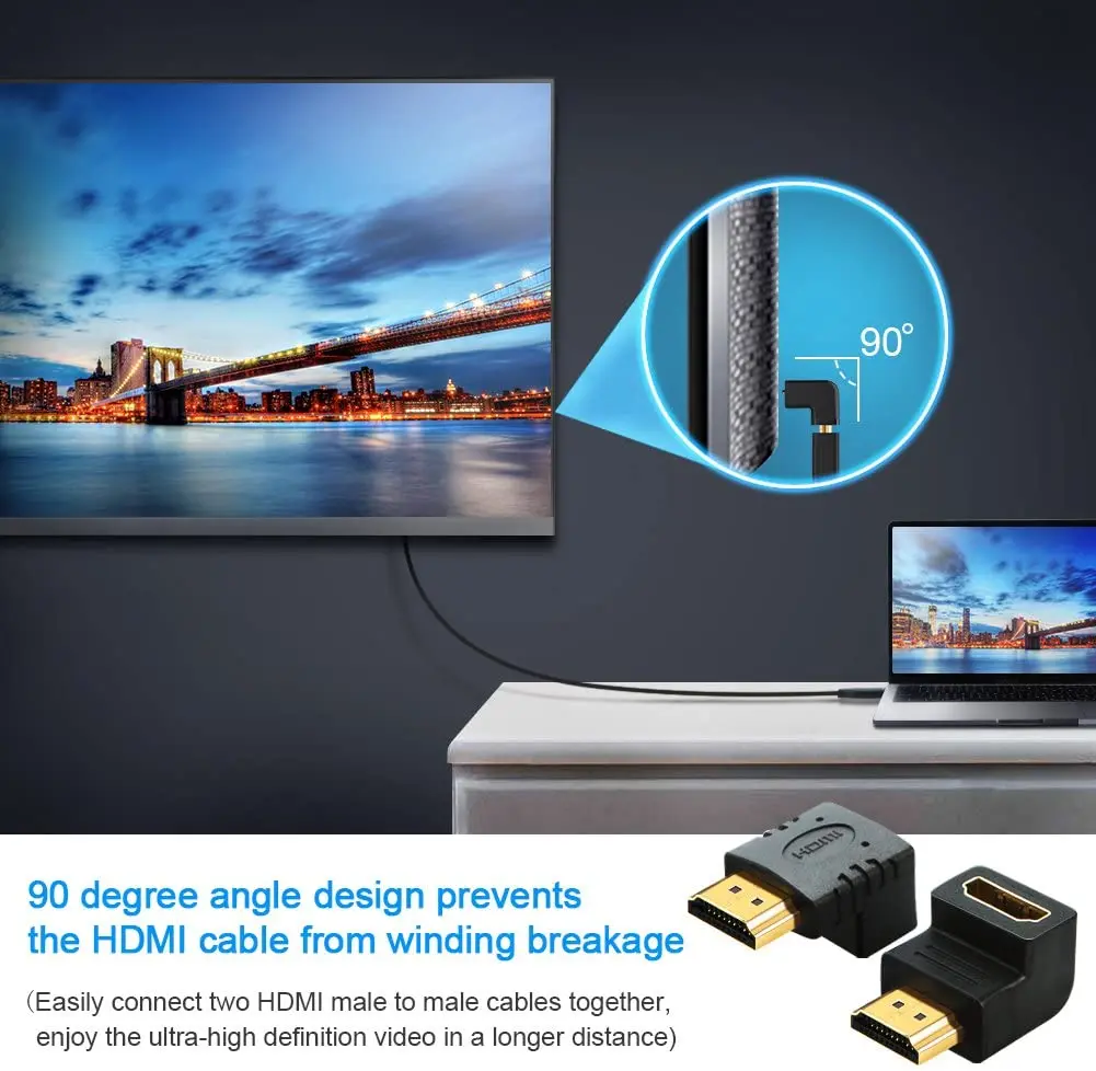 20 шт. HDMI 90 градусов правый угол локоть папа к женскому конверсионная головка