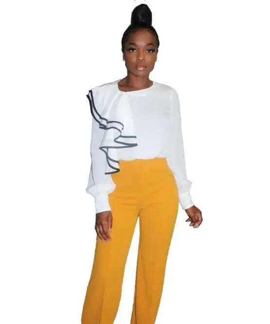 

singer Ruffles Shoulder Stylish tshirt Women Trendy Two Layers Stripped Summer Casual Shirt NEW womens top