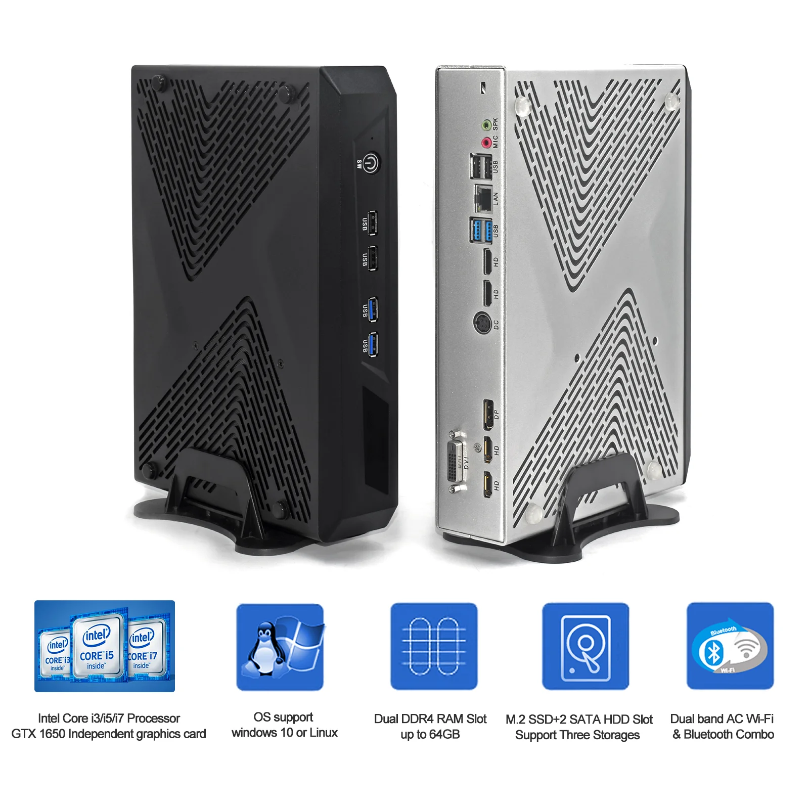 Мини Игровой Компьютер VENOEN Intel i7 7700 i5 8500 7500 8100 NVIDIA GTX 1050ti настольный мини ПК