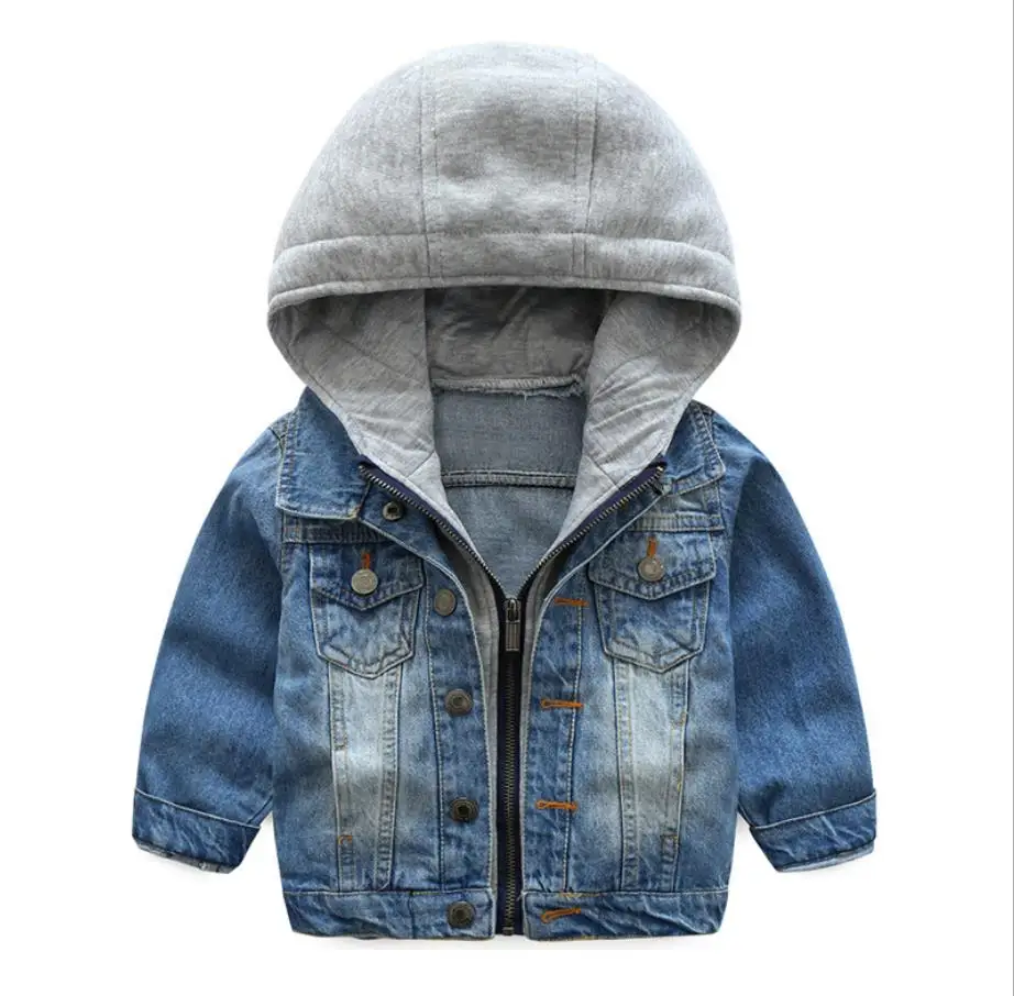 

New Kids Denim Jackets Coats Spring Autumn Fashion Children's Jackets Jean Spring Autumn Baby Boys Hooded Sport Clothes For 2-8T