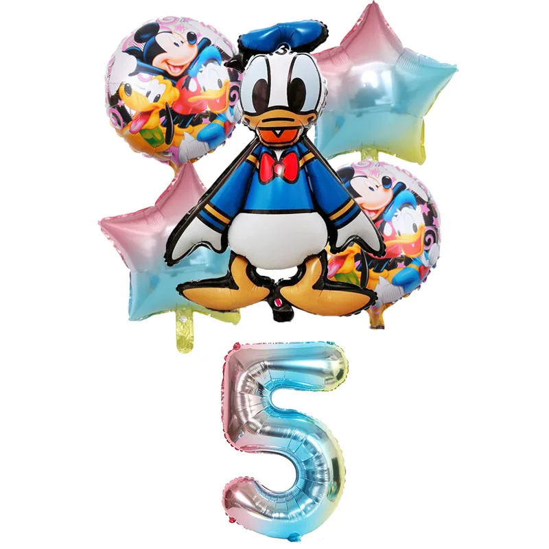 6 шт Дональд Дак воздушные шары Happy День рождения украшения Baby Shower поставки