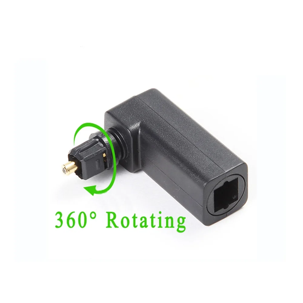 

10pcs 90 Degree M/F Digital Optical Audio Cable Adapter Male to Female Jack 360 Rotates for Toslink Optical Cable Adapter