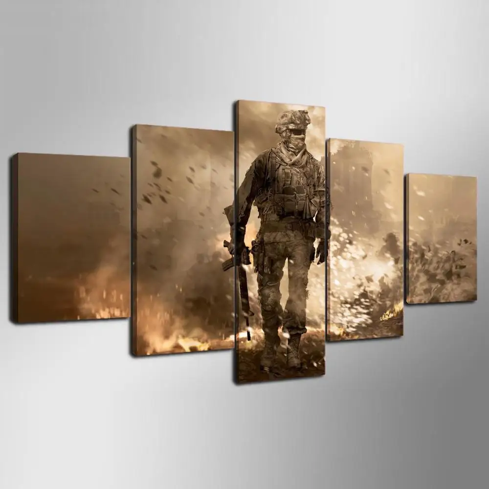 Без рамки 5 шт. пожарный Модульная картина на стену полотно HD печати Плакаты