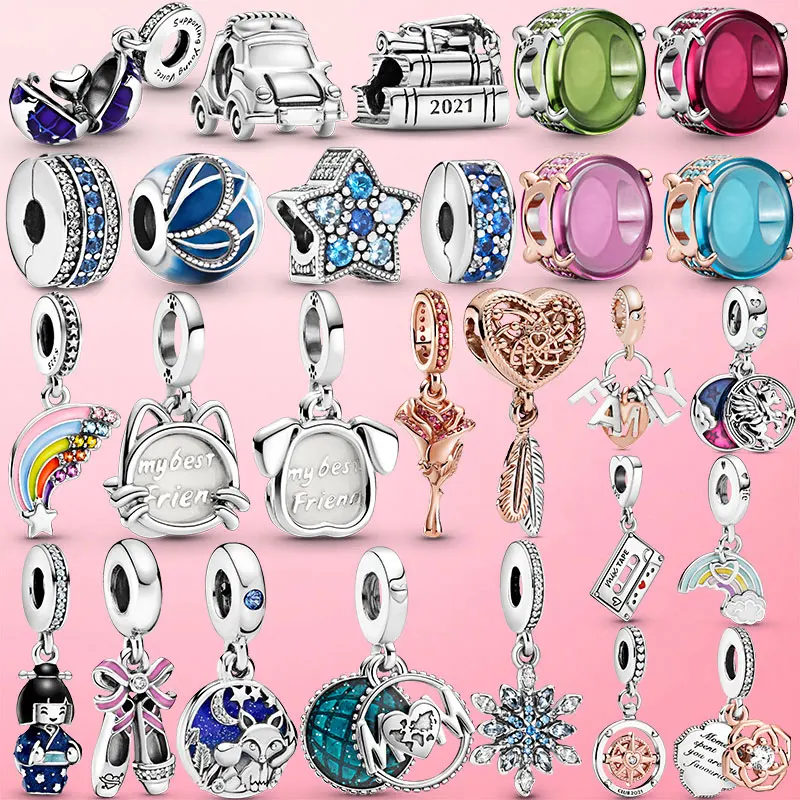 

2021 New 925 Sterling Silver Ocean global Star Heart Dreamcatcher Beads Dangle Charm Fit Original Pandora Charm Bracelet Jewelry